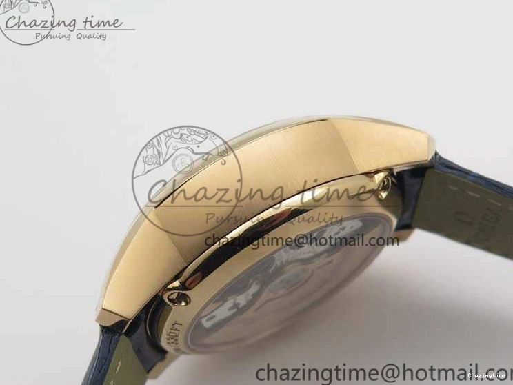 1230 QuickDry De Ville Chronograph RG OMF 1:1 Best Edition Blue Dial On Blue Leather Strap A 8107